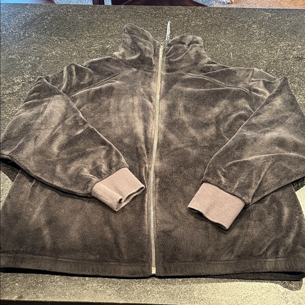 Athleta black Velour warm up jacket, size XL